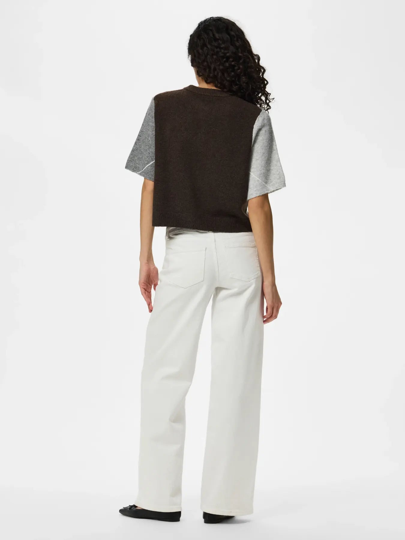 SALLY SS KNIT CHECK CARDIGAN - Hot Fudge/GREY/BIRCH