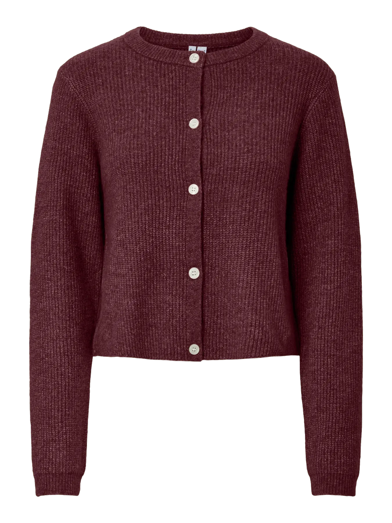 SILLY LS O-NECK KNIT CARDIGAN - Tawny Port MELANGE