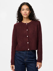 SILLY LS O-NECK KNIT CARDIGAN - Tawny Port MELANGE