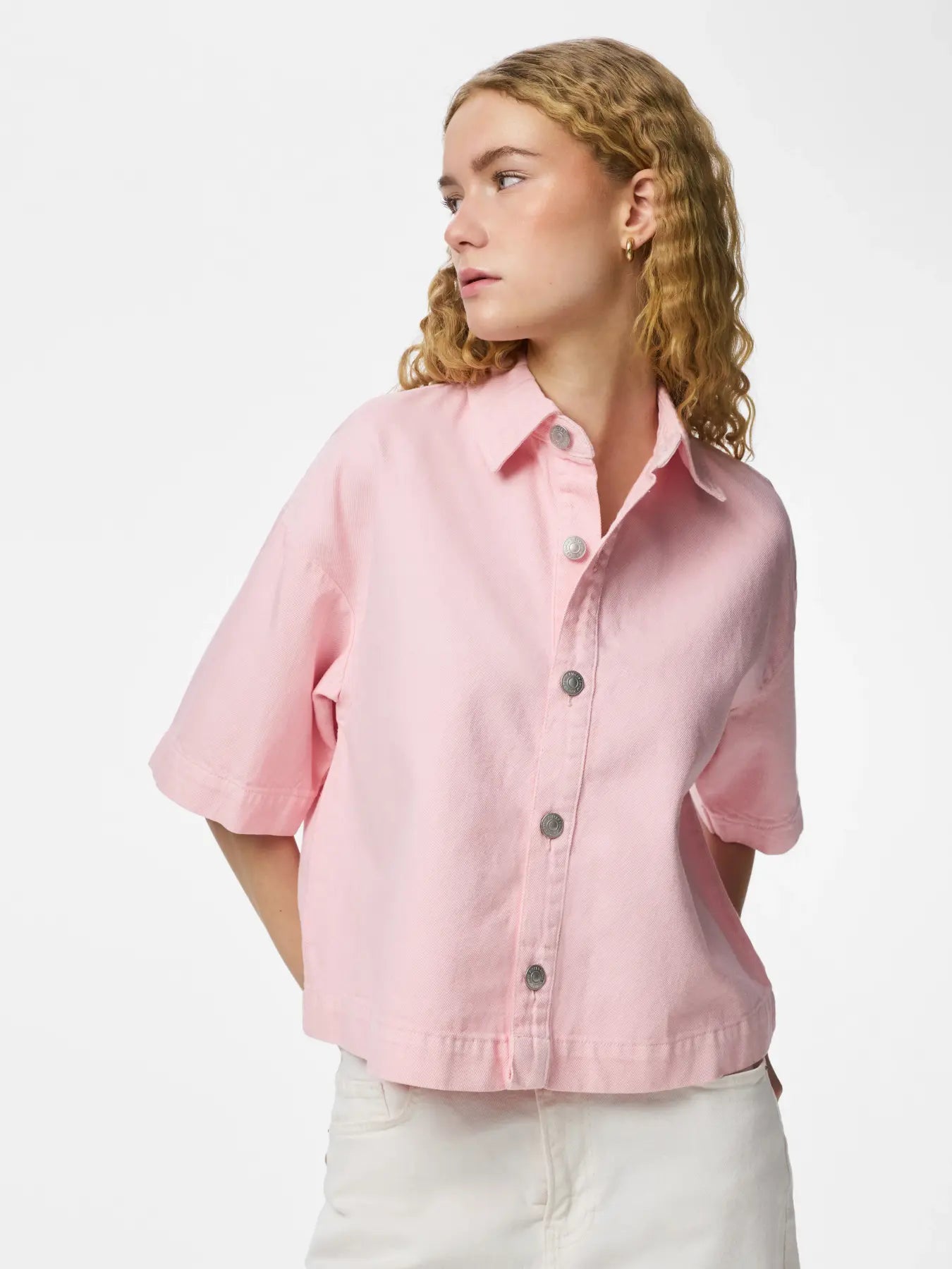SKY SS A-SHAPE DENIM TOP - Roseate Spoonbill