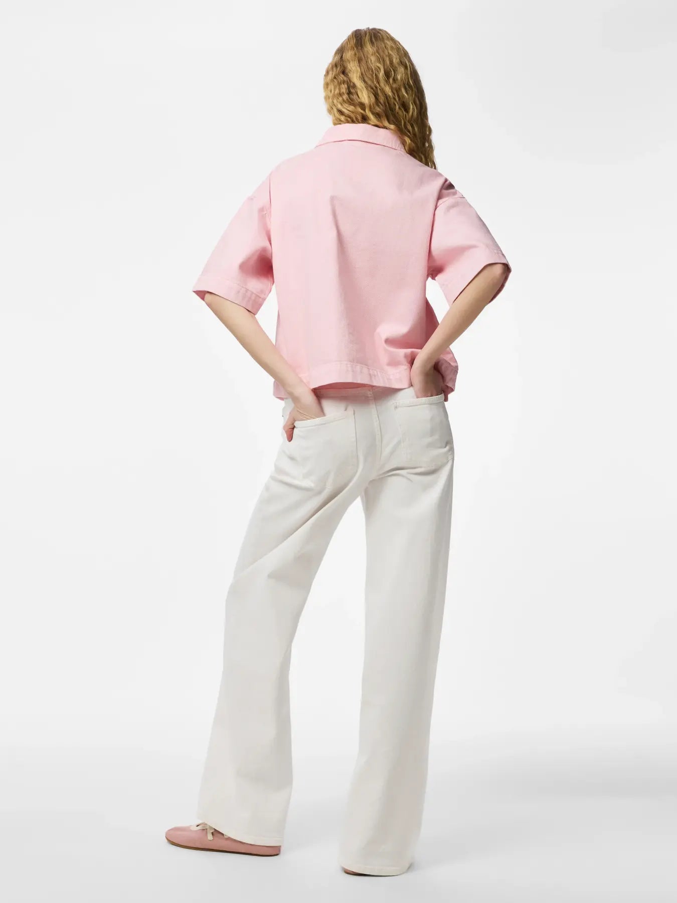 SKY SS A-SHAPE DENIM TOP - Roseate Spoonbill