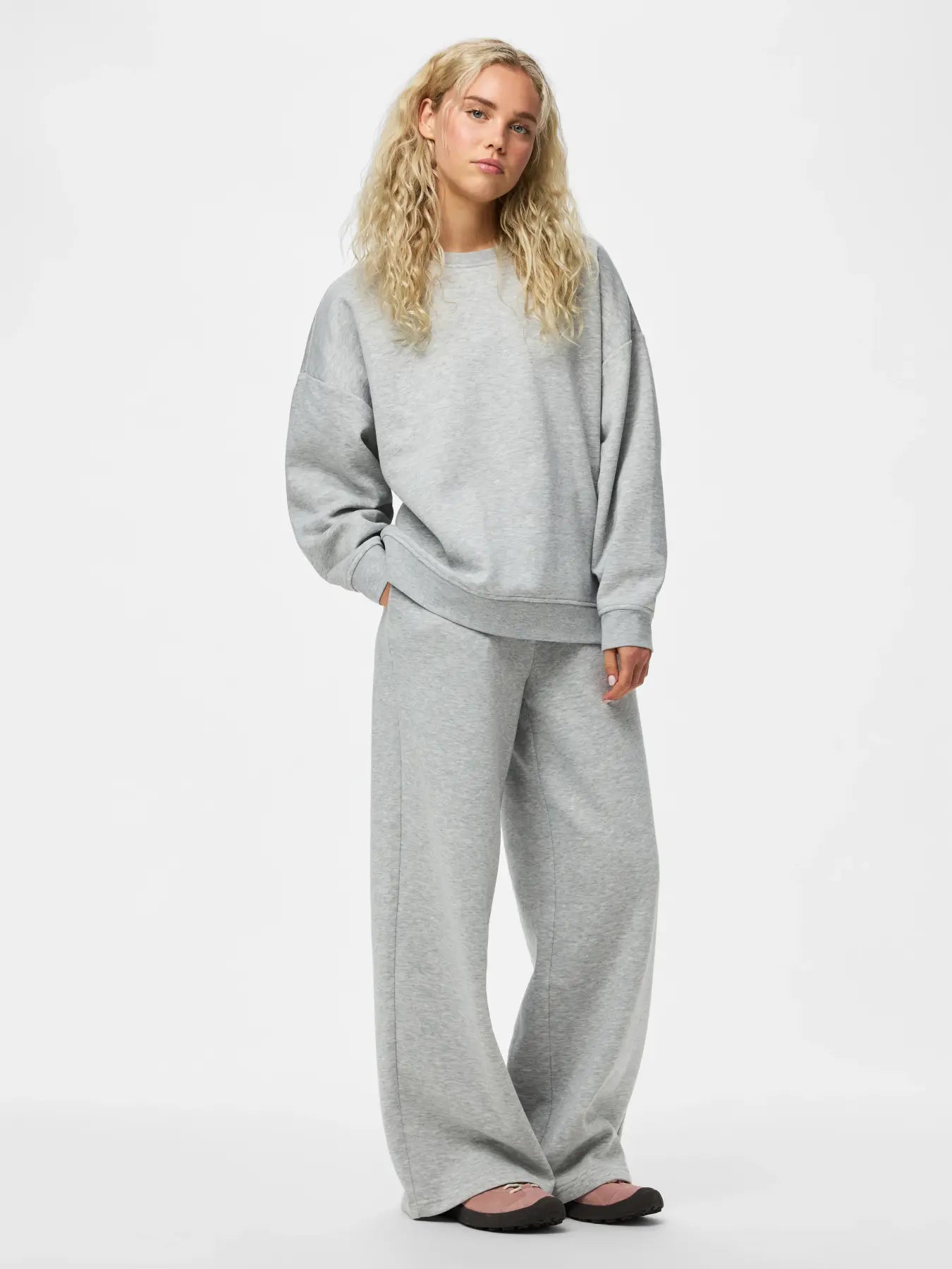 CHILLI HW STRAIGHT SWEAT PANTS - Light Grey Melange