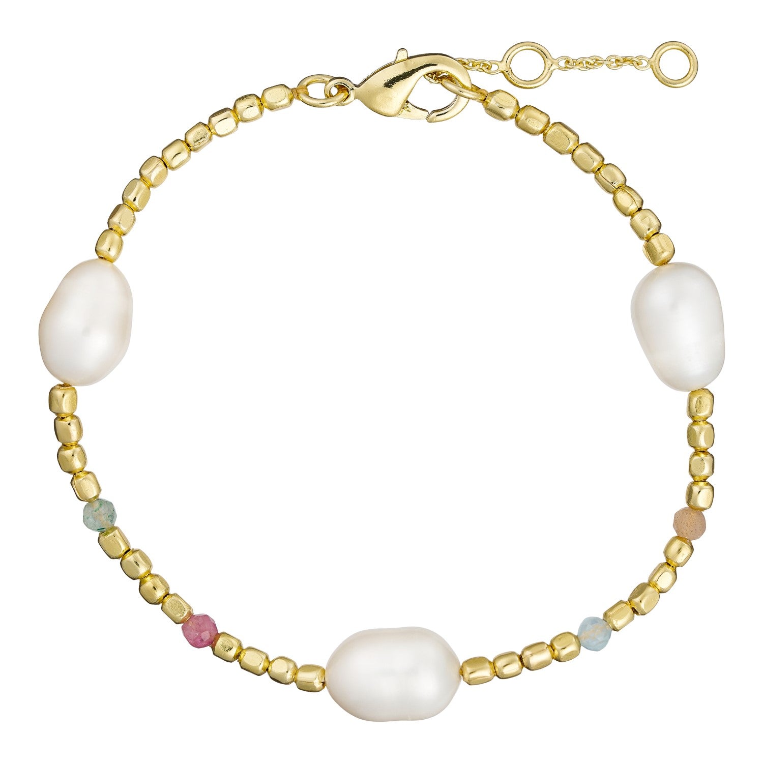 Bracelet w. Gemstones - 24K Guldbelagt