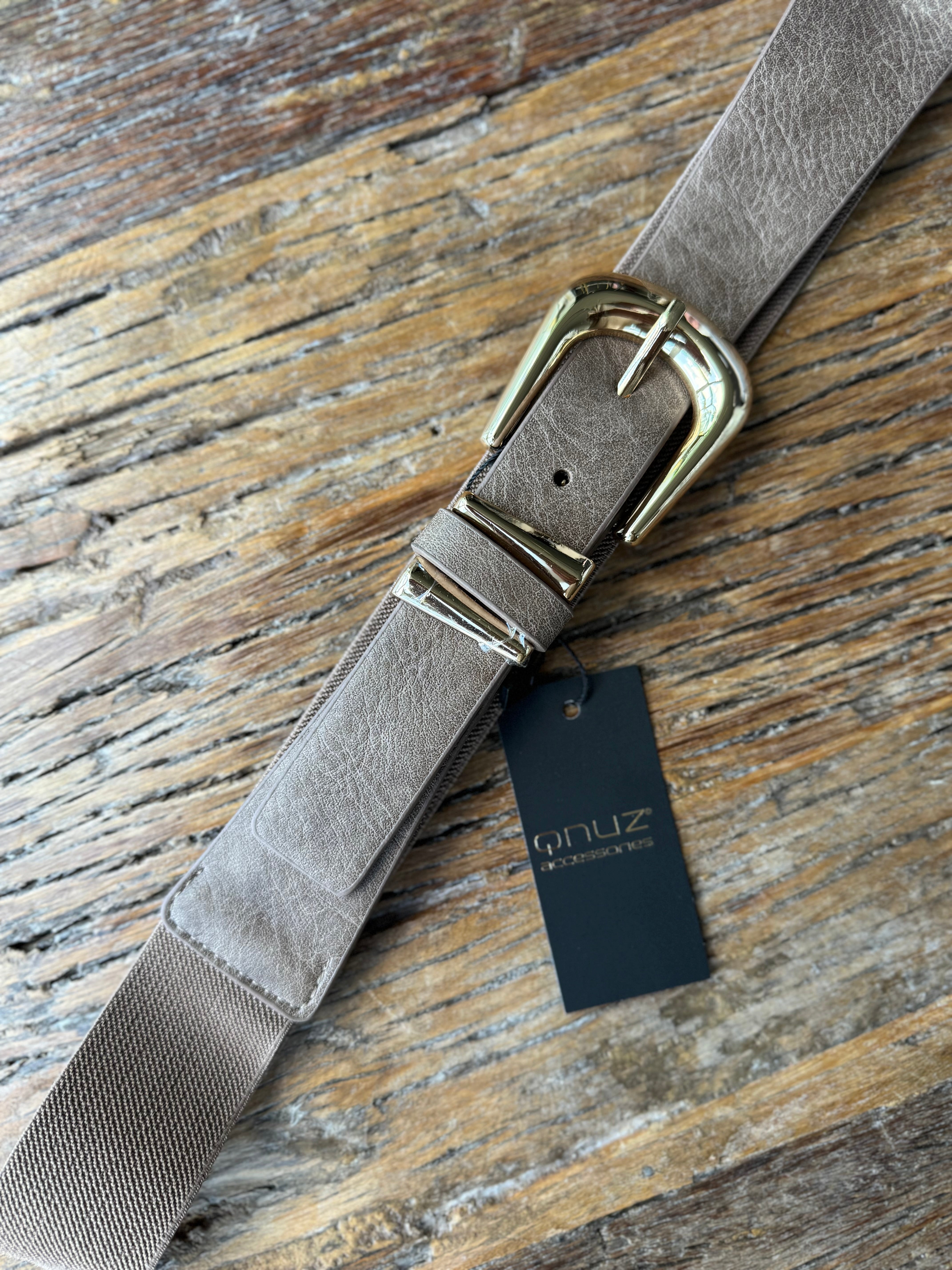 Elastic Belt - Taupe/Gold