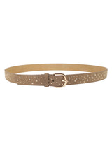 Suede Belt W Gold Studs - Taupe