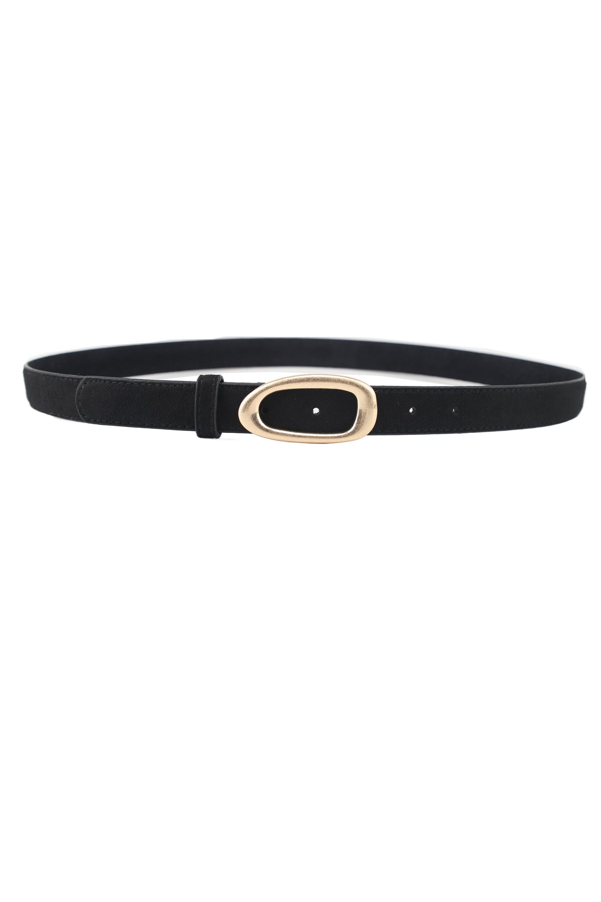 Suede Belt w. gold buckle - Black