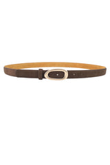 Suede Belt w. gold buckle - Marron