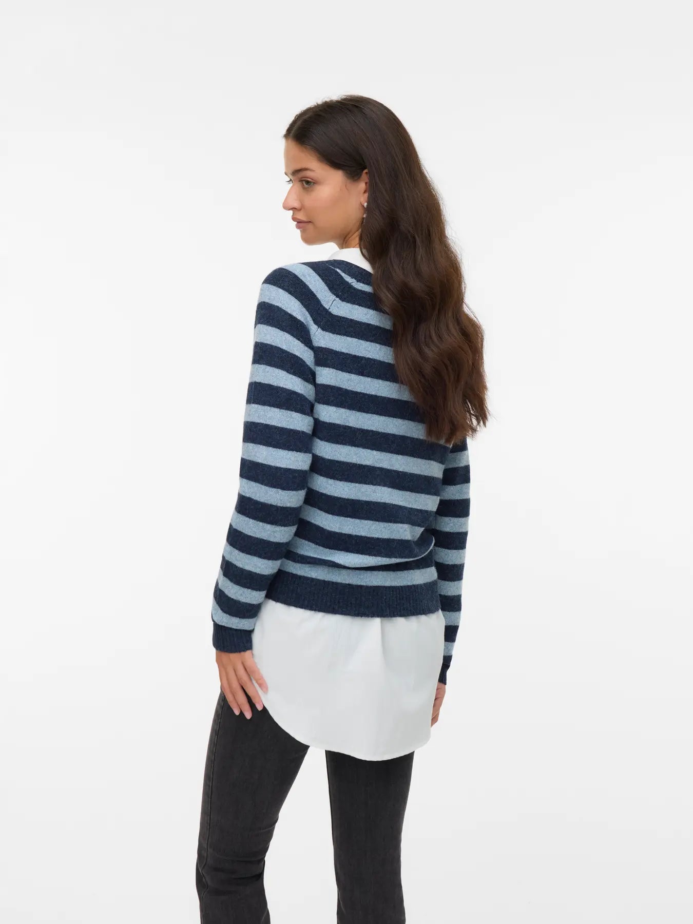 DOFFY O-NECK BLOUSE - Navy Blazer_W. CHINA BLUE