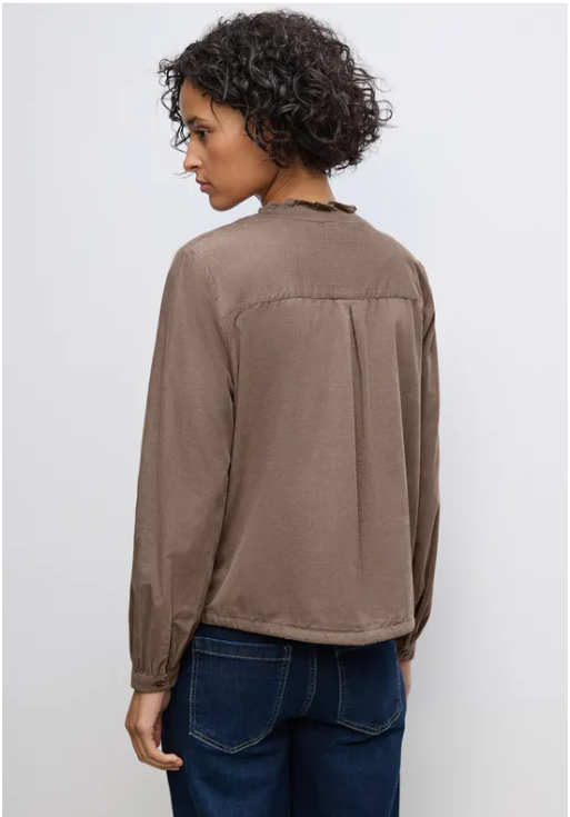 Corduroy Blouse w. Gathered hem - Silk Brown