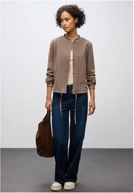 Corduroy Blouse w. Gathered hem - Silk Brown