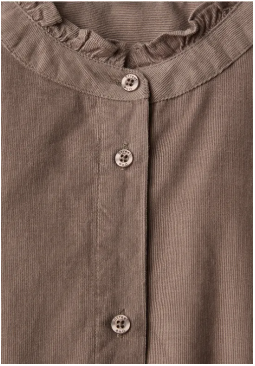 Corduroy Blouse w. Gathered hem - Silk Brown