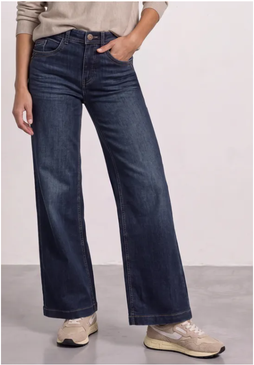 Emee HW Wide Leg Jeans - Dark Blue