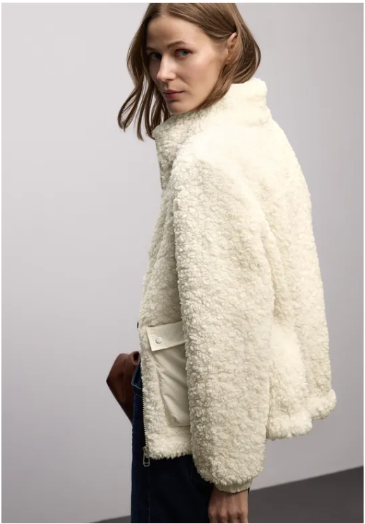 Mat Mix Teddy Jacket - Eggshell