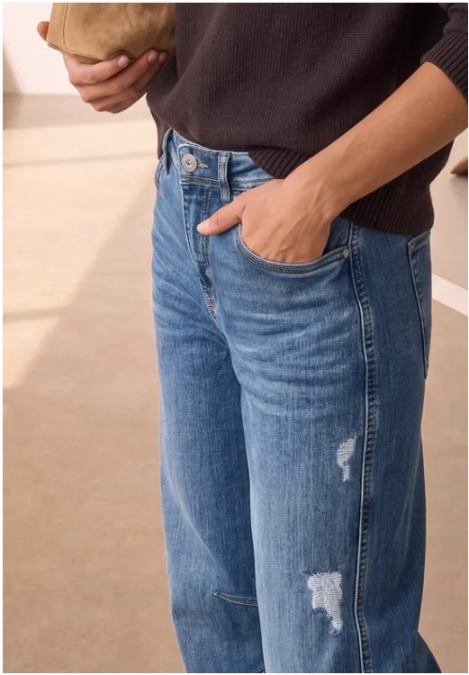 Riley Barrel Relaxed Fit - Medium Blue Destory Washed