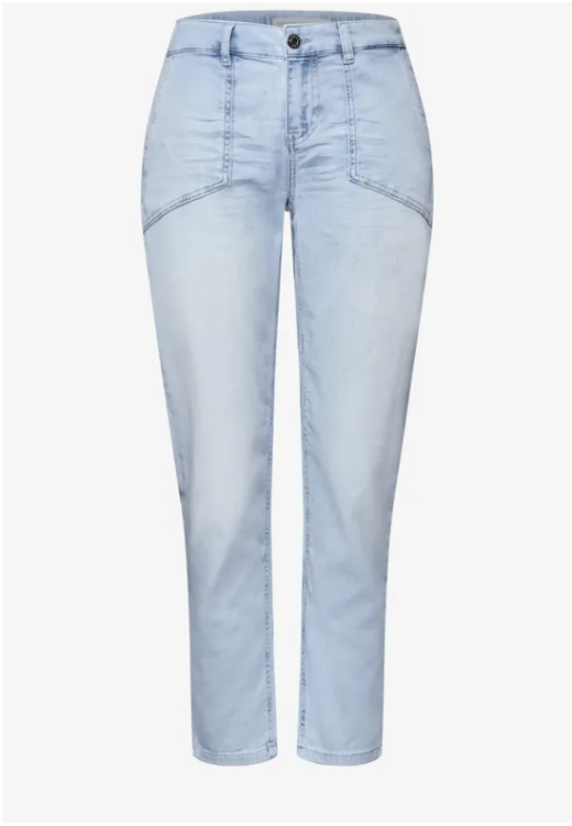 Chino Mid Waist Jeans - Bleached Washed