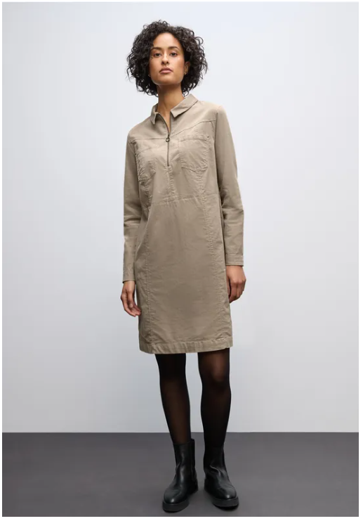 Cordury Dress W. Sipper - Beige