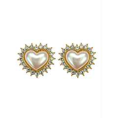 Button Cover Heart - White Glass