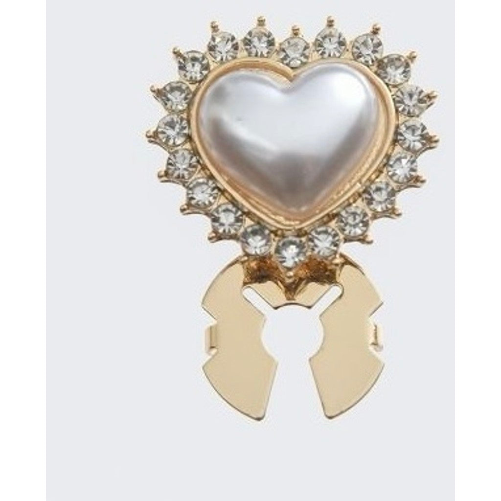 Button Cover Heart - White Glass