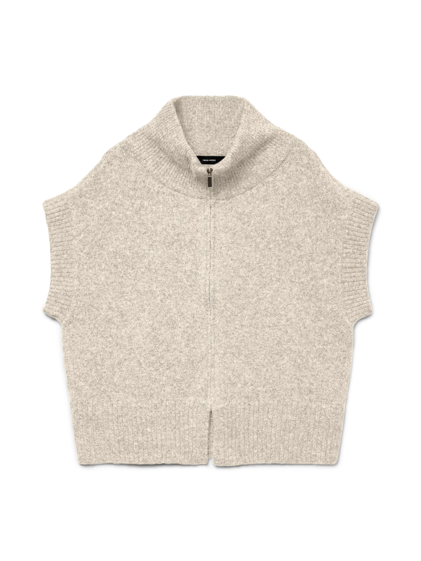 BANG HIGHNECK ZIPPER VEST - Birch MELANGE