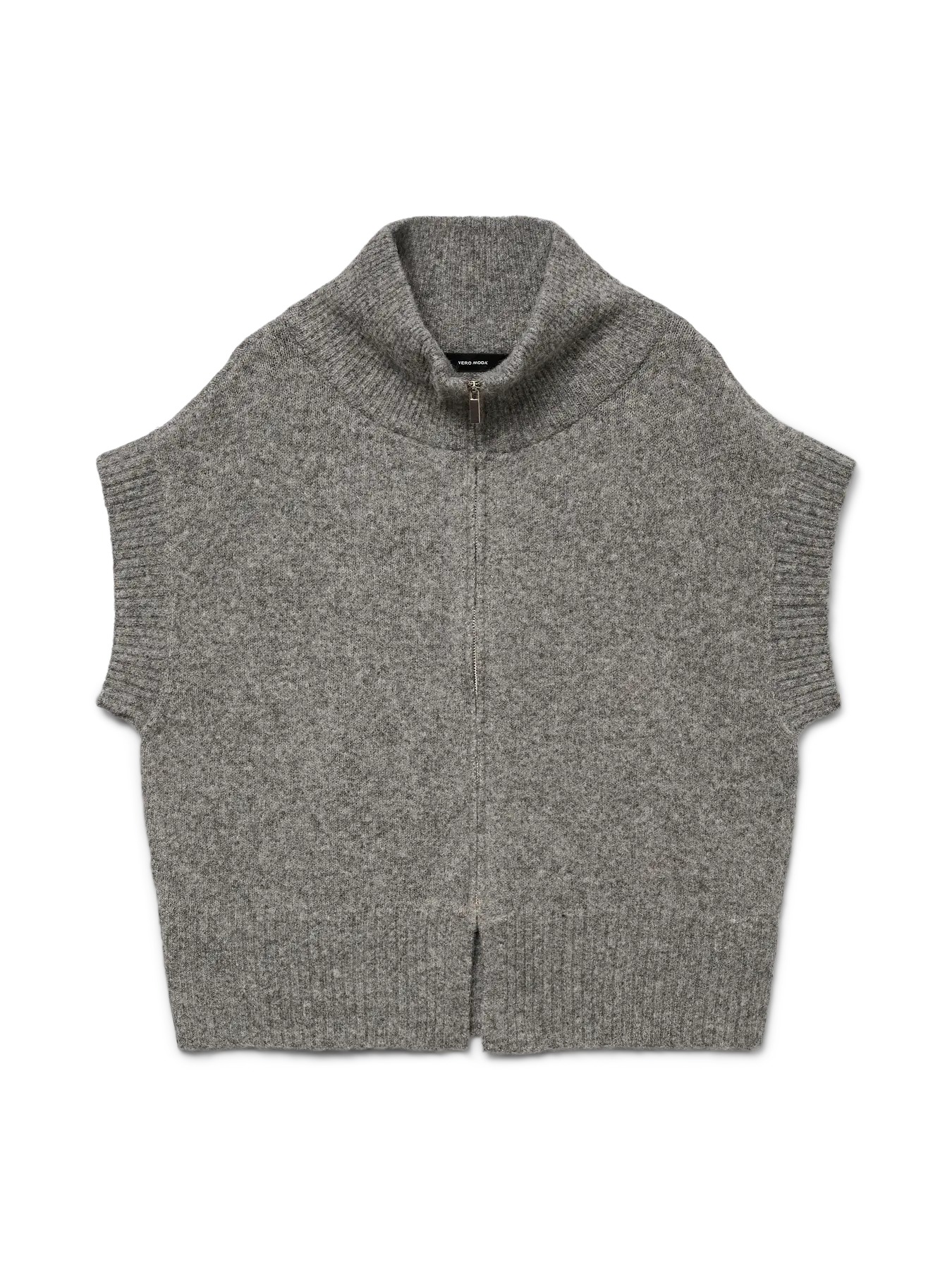 BANG HIGHNECK ZIPPER VEST - Medium Grey Melange