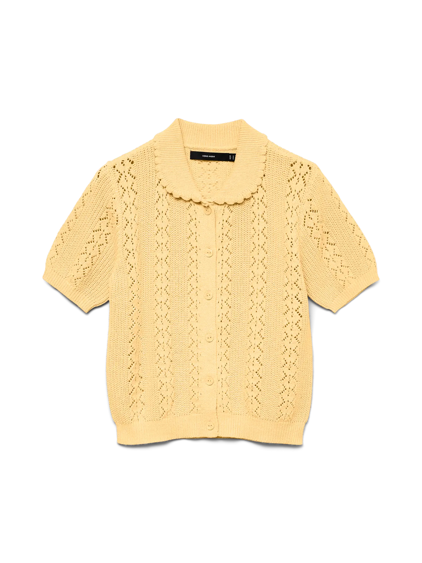 DARIA SS Poloneck Cardigan - Golden Haze W. MELANGE