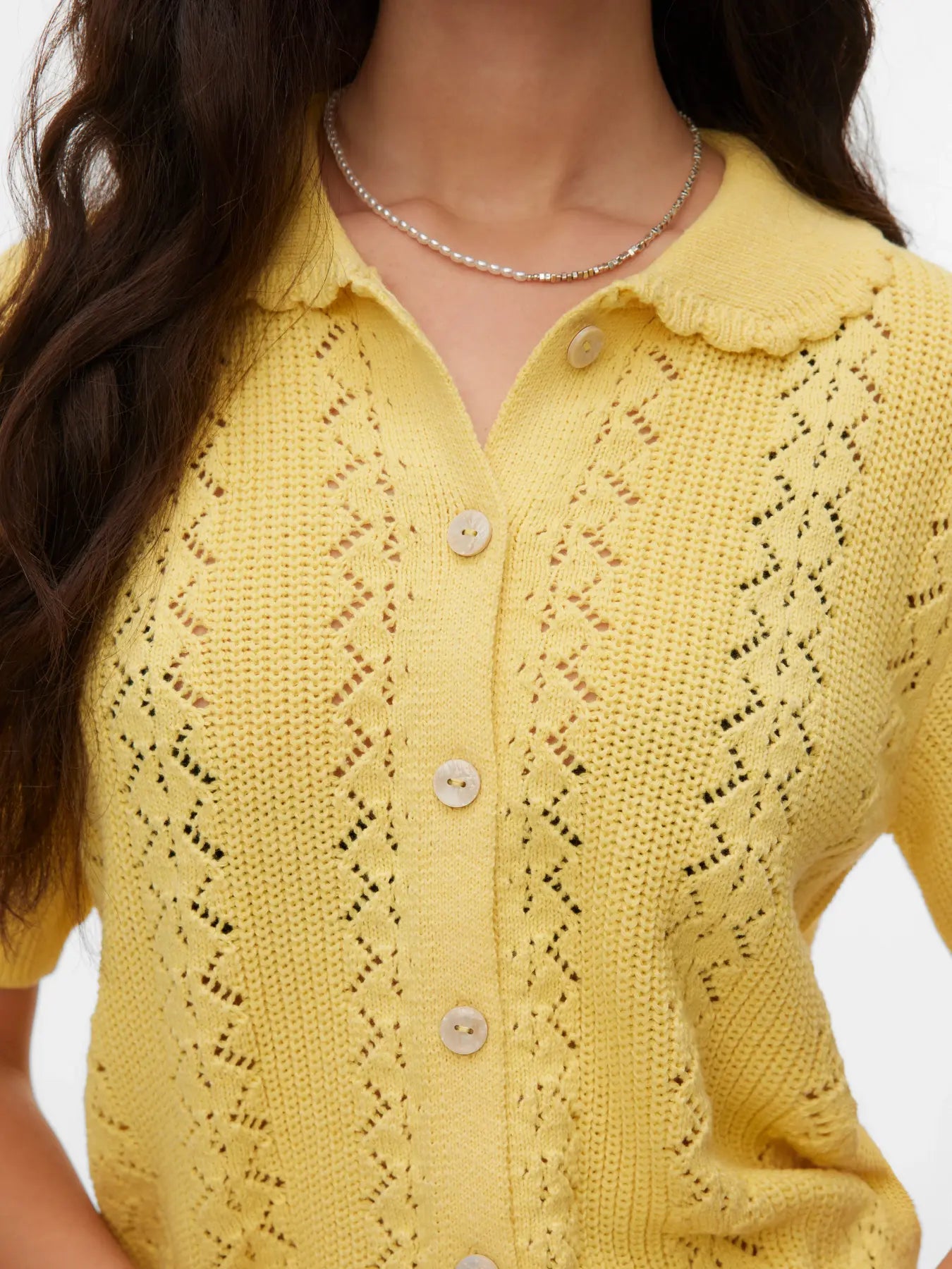 DARIA SS Poloneck Cardigan - Golden Haze W. MELANGE