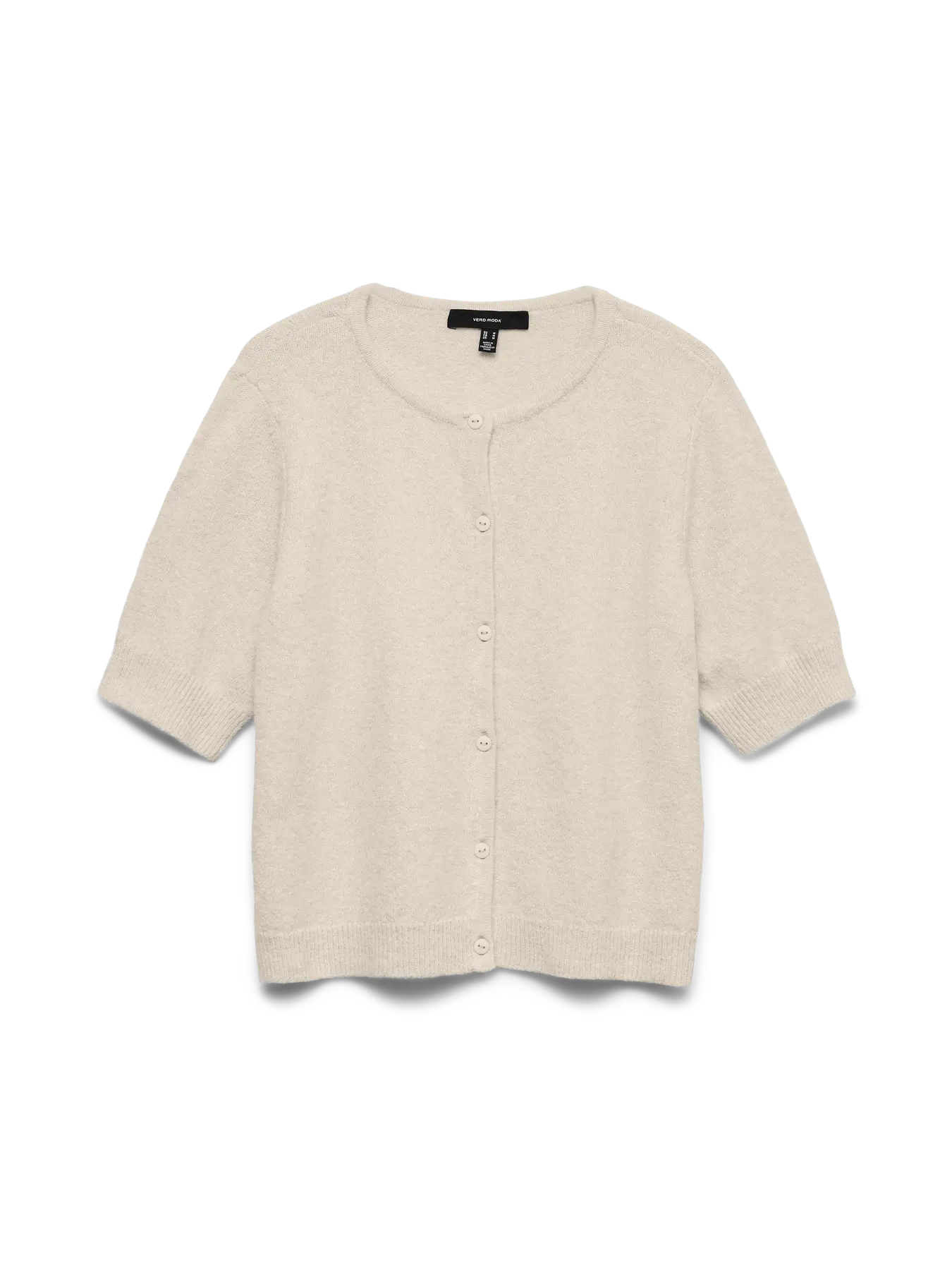 DOFFY 2/4 O-NECK BUTTON CARDIGAN - Birch MELANGE