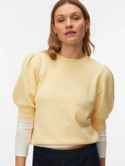 DOFFY O-NECK PULLOVER - Golden Haze WHITE MELANGE
