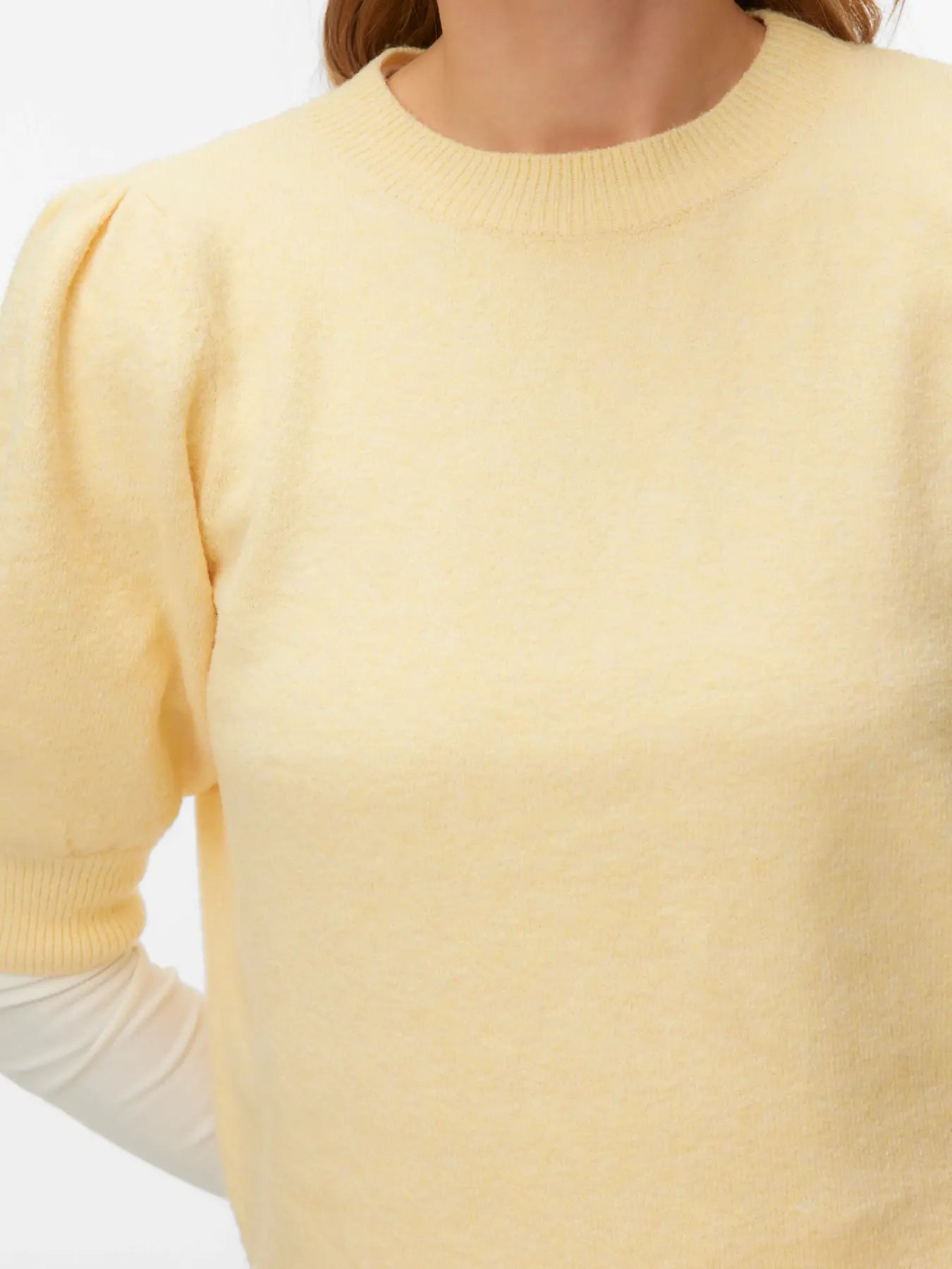 DOFFY O-NECK PULLOVER - Golden Haze WHITE MELANGE