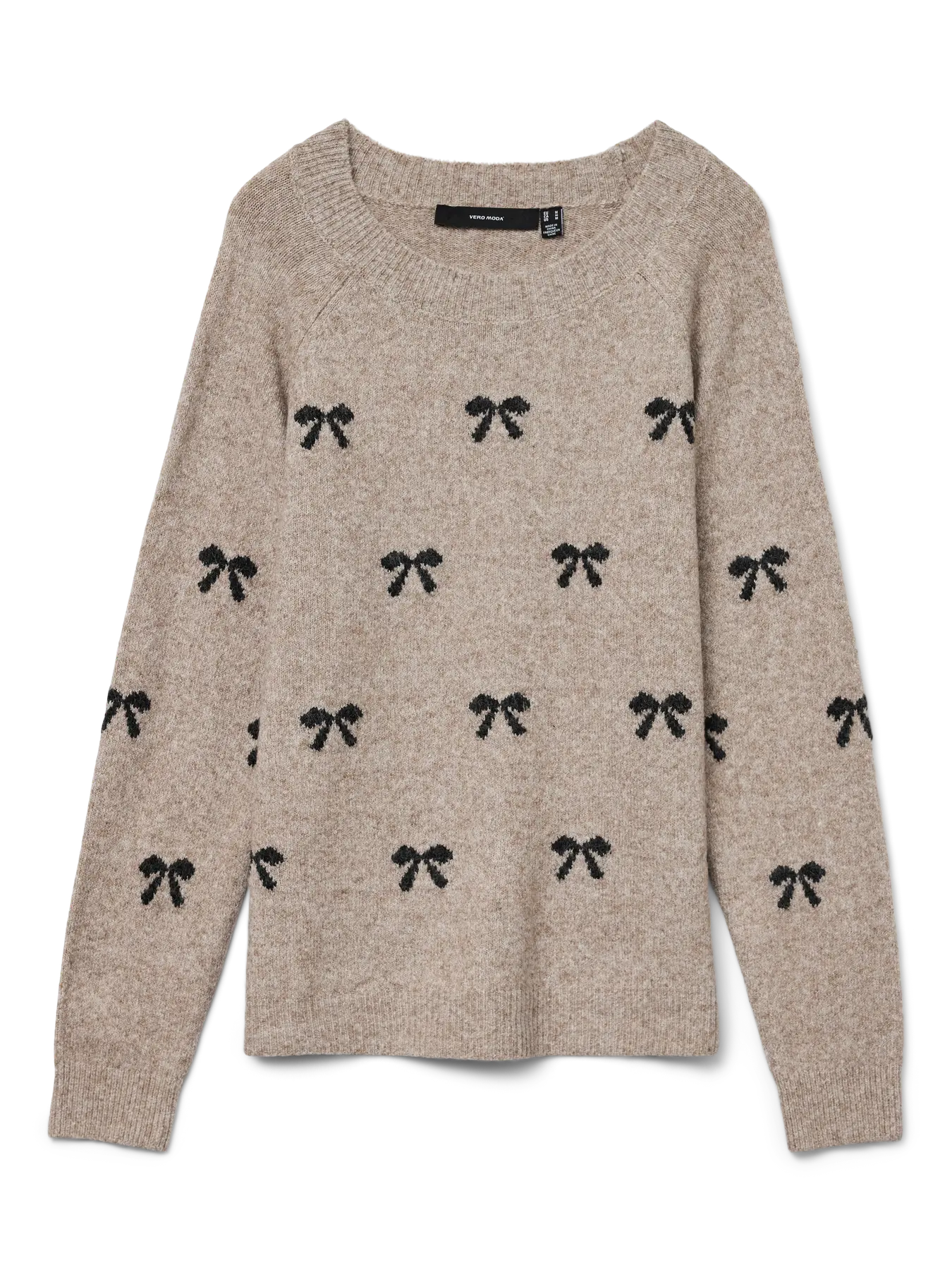 DOFFY INTARSIA PULLOVER - Moon Rock W. BLACK BOWS