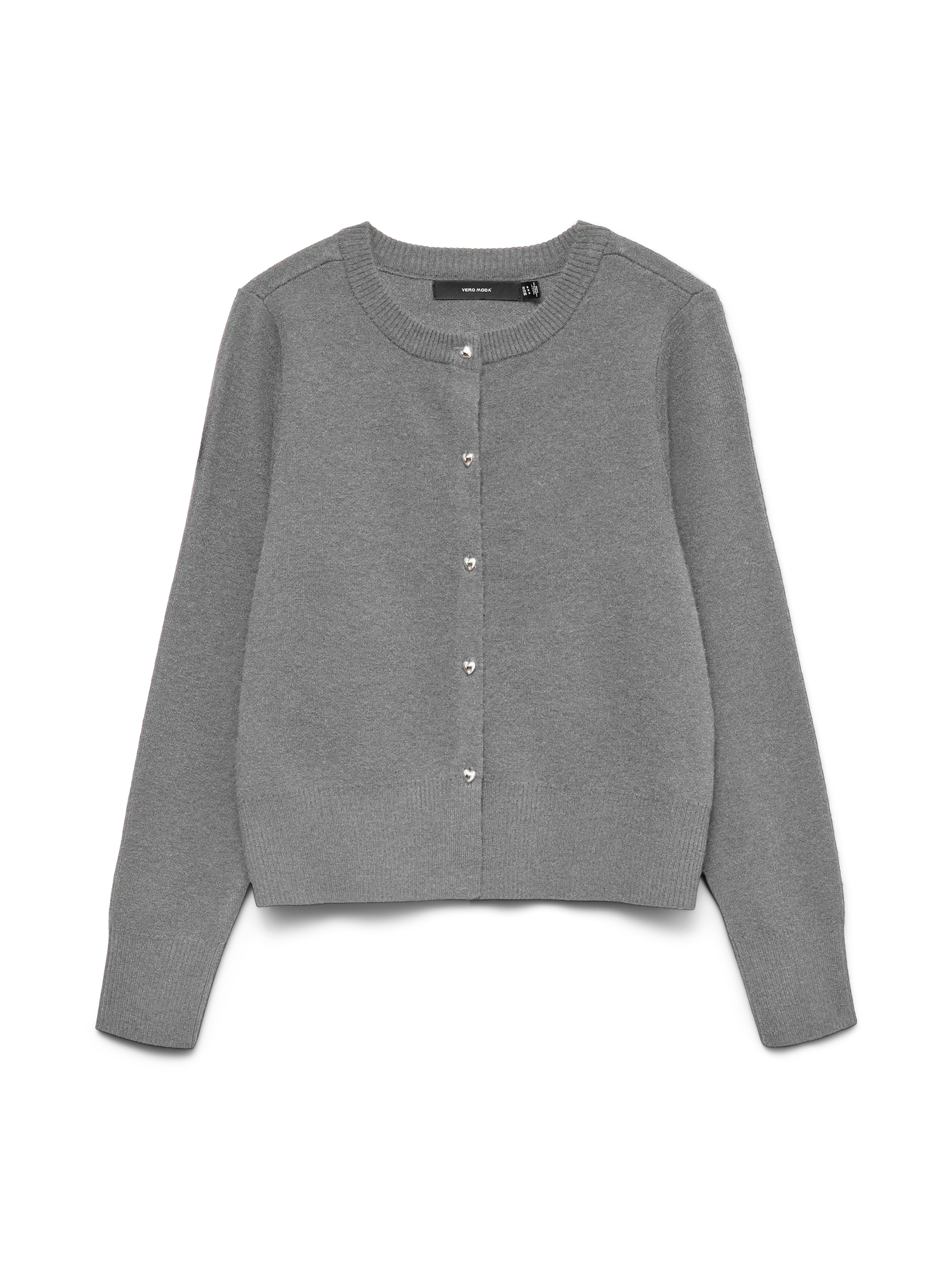 KACY LS O-NECK CARDIGAN - Medium Grey Melange