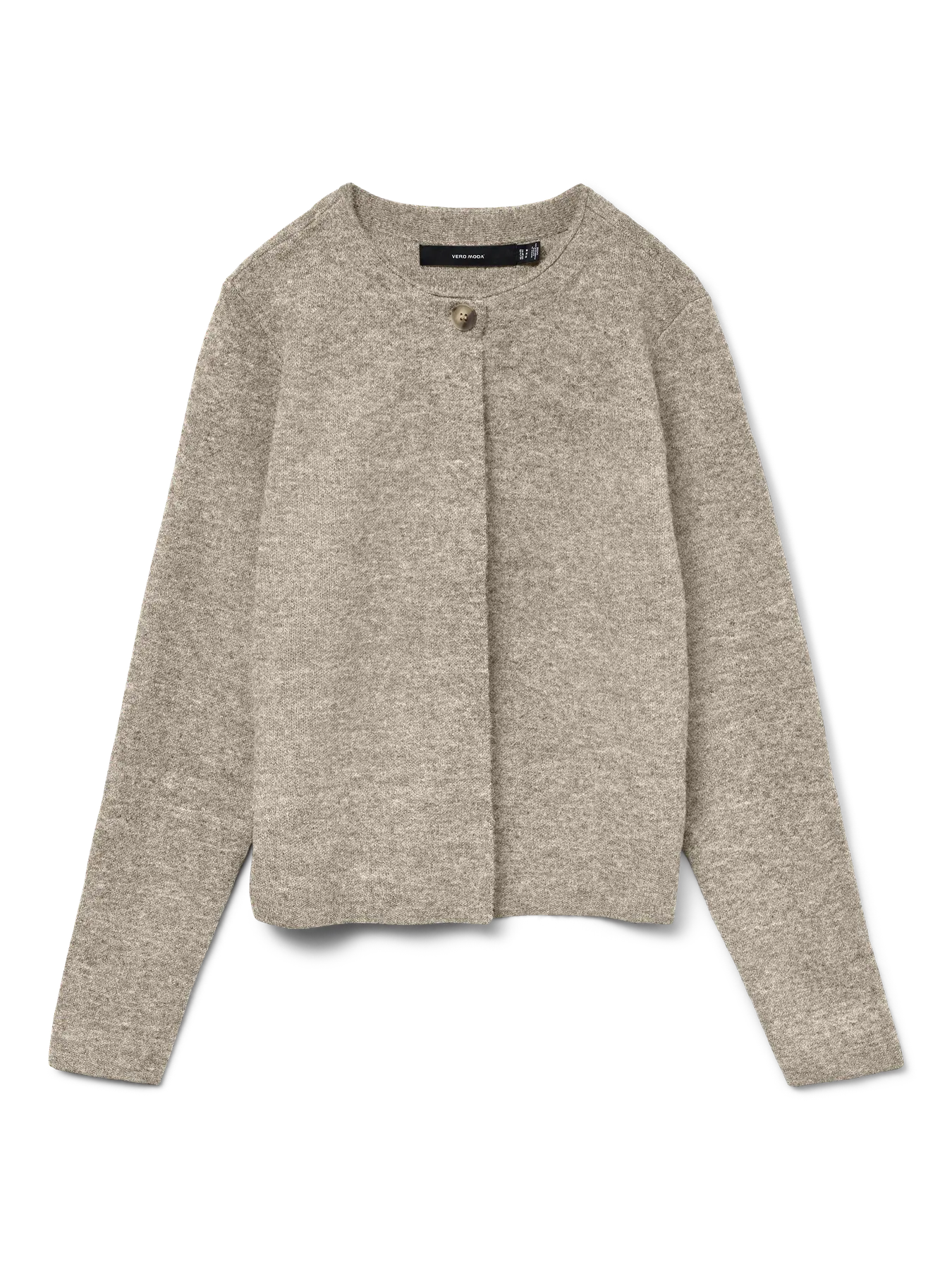 MARINA LS O-NECK CARDIGAN - Birch Melange