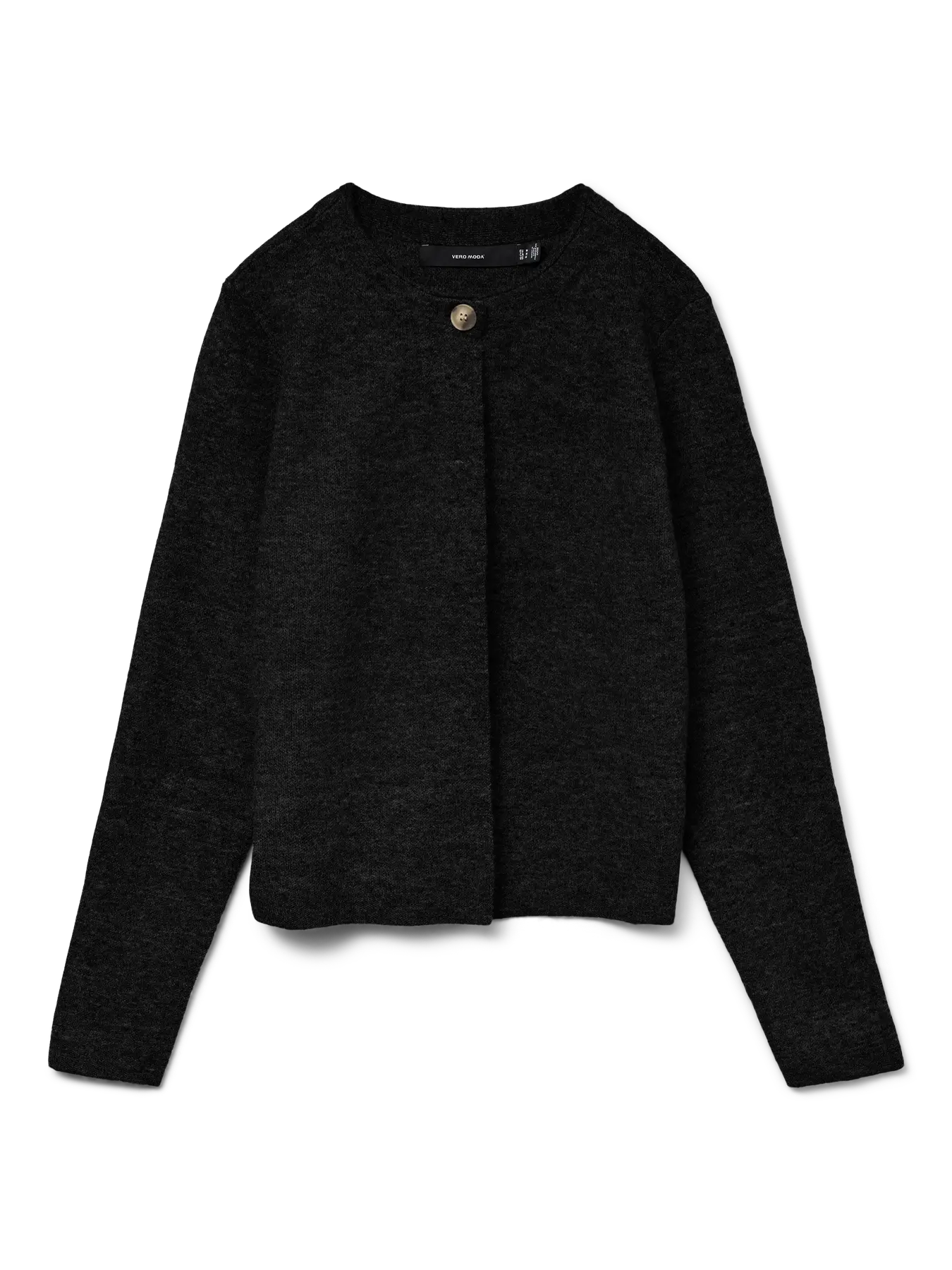 MARINA LS O-NECK CARDIGAN - Black