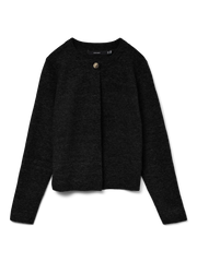 MARINA LS O-NECK CARDIGAN - Black