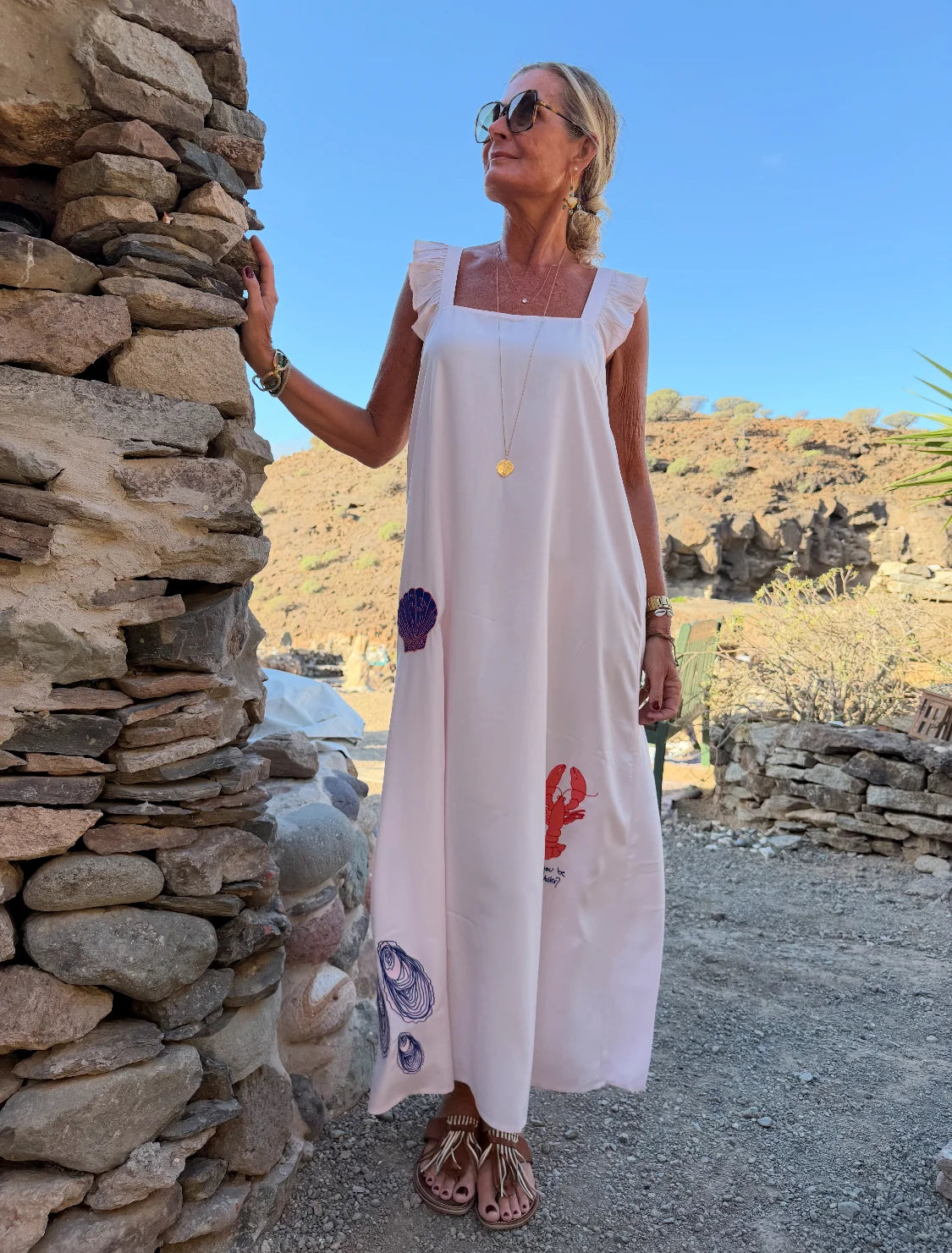 Lobster Summer Dress - Light Pink