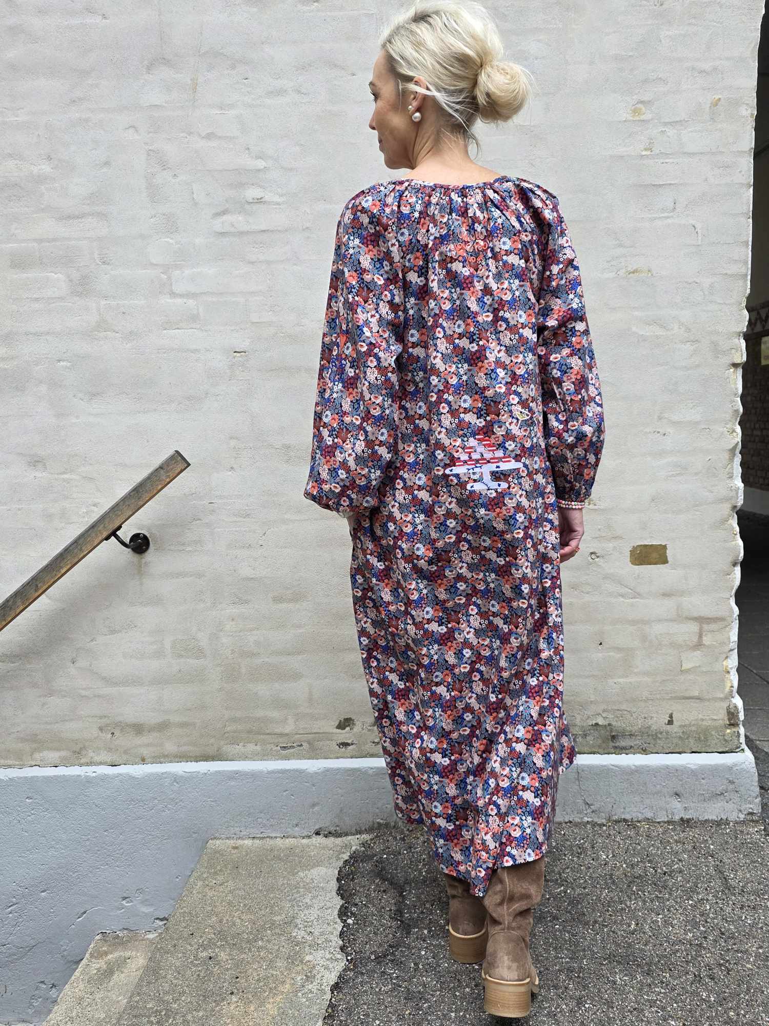 The Champagne Long Dress - Flower Print