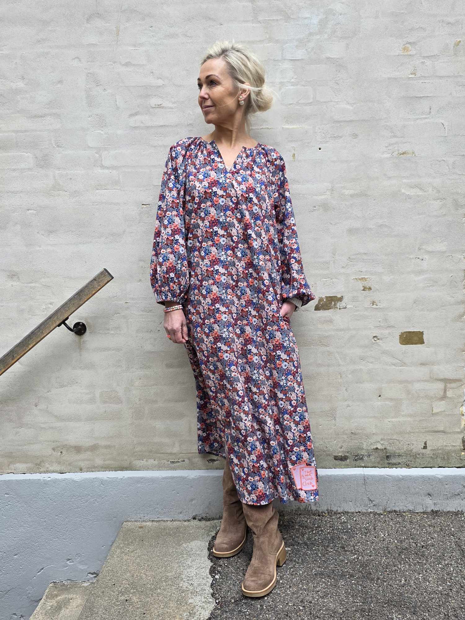 The Champagne Long Dress - Flower Print