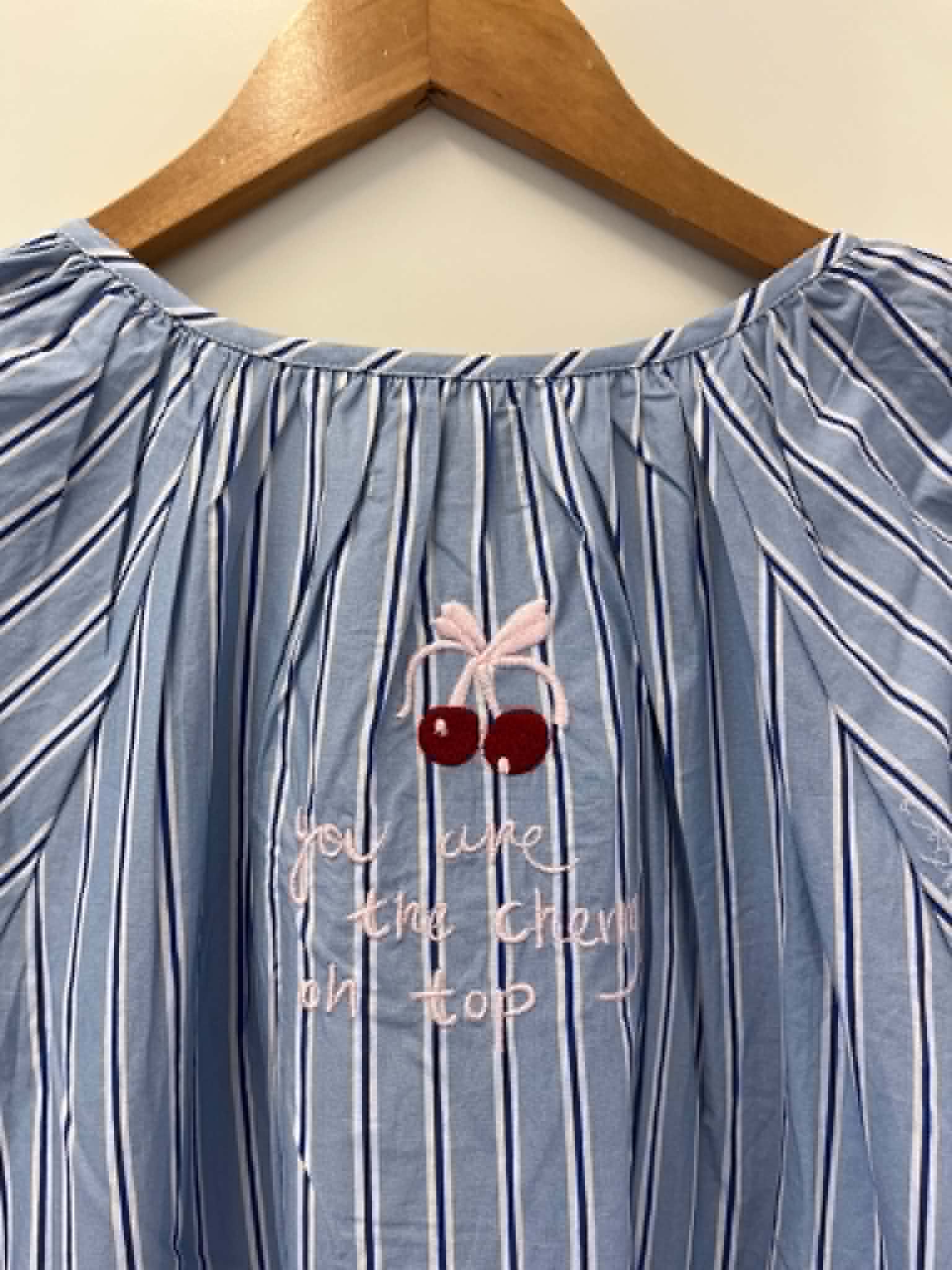 Cherry Dress - Light Blue Print