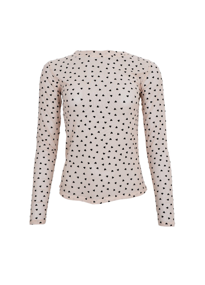 Isole love mesh blouse nude heart