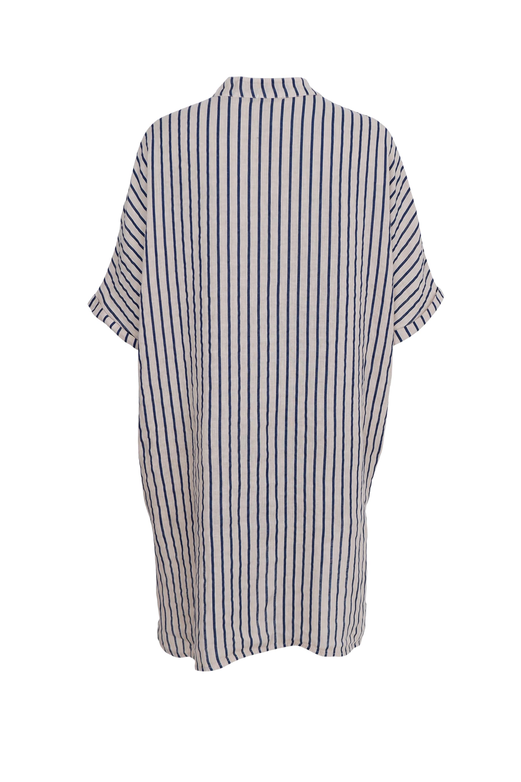 MELINA Linen Tunic - Navy Stripe