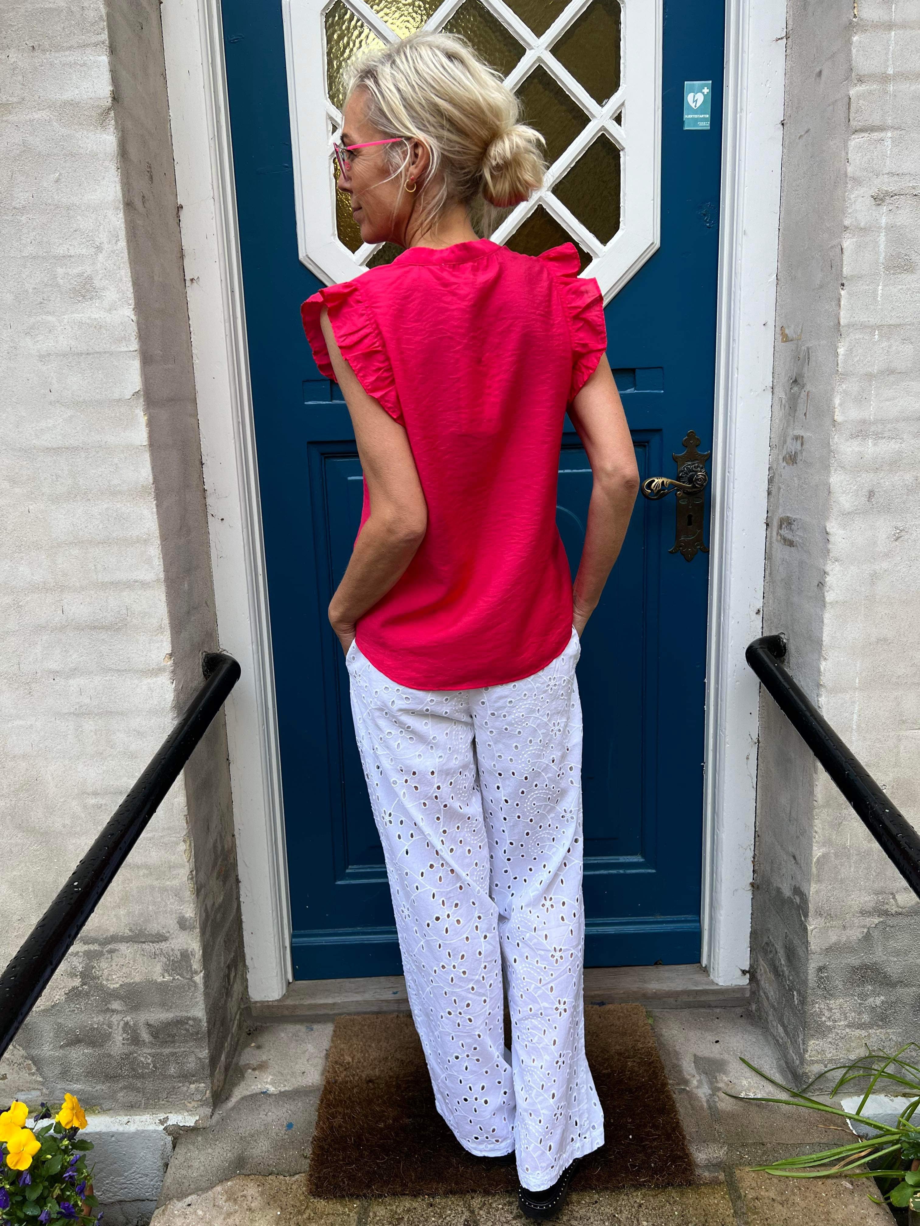 Wendy broderie angalise pant bright white