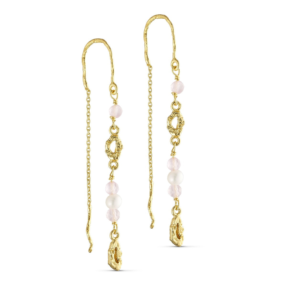 Pure by nat chain earring with rose stones
