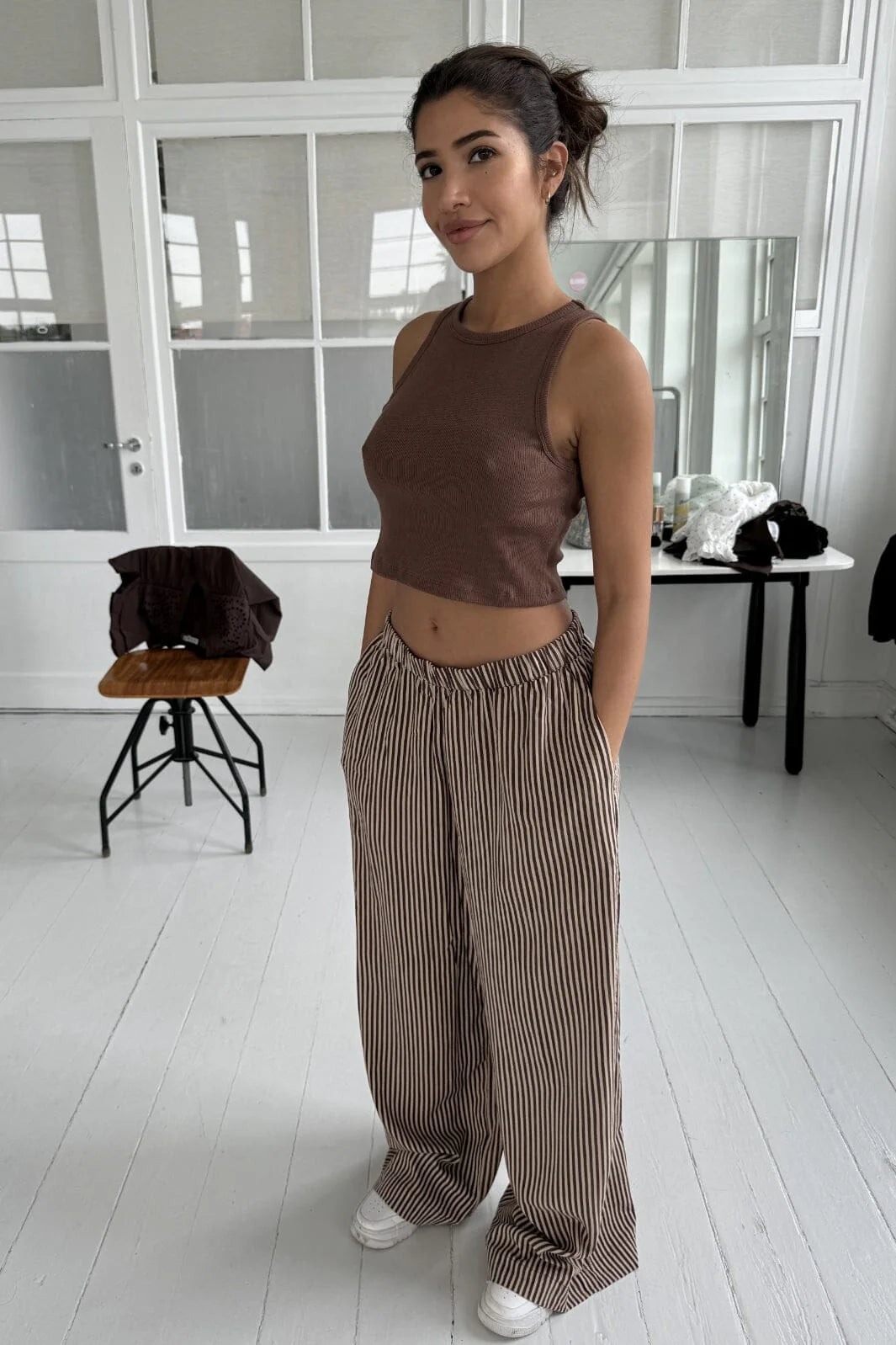Noah stripe pants brown