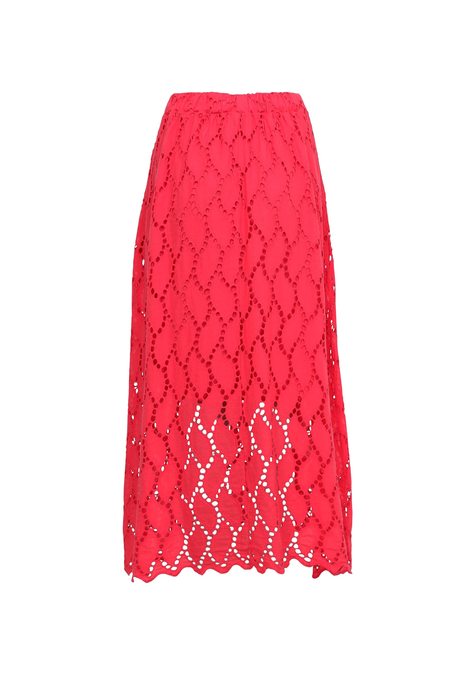 Freya cut out lace skirt red