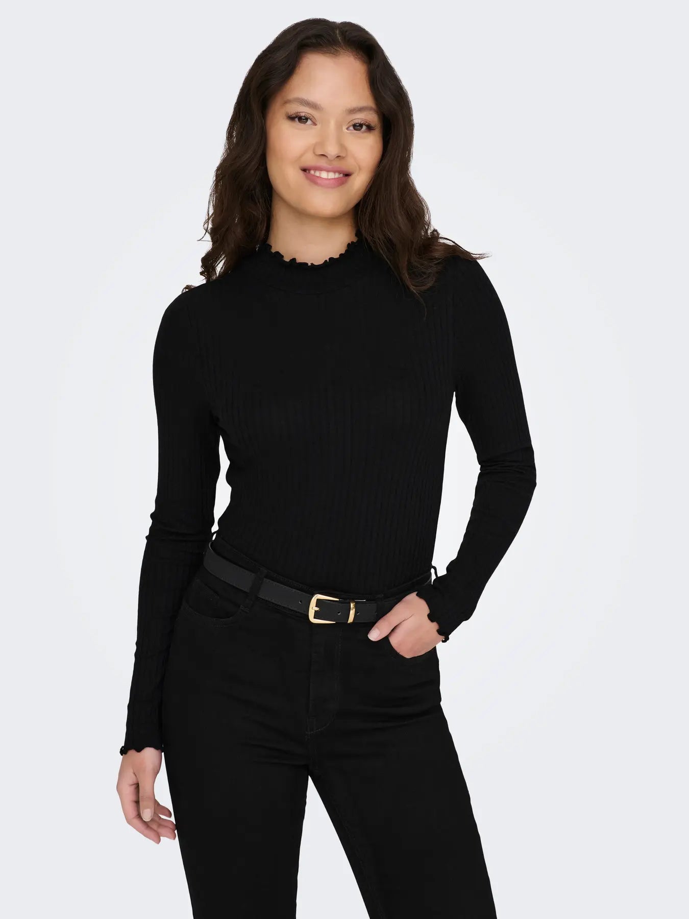 FRANSISKA LIFE HI-NCK TOP - Black