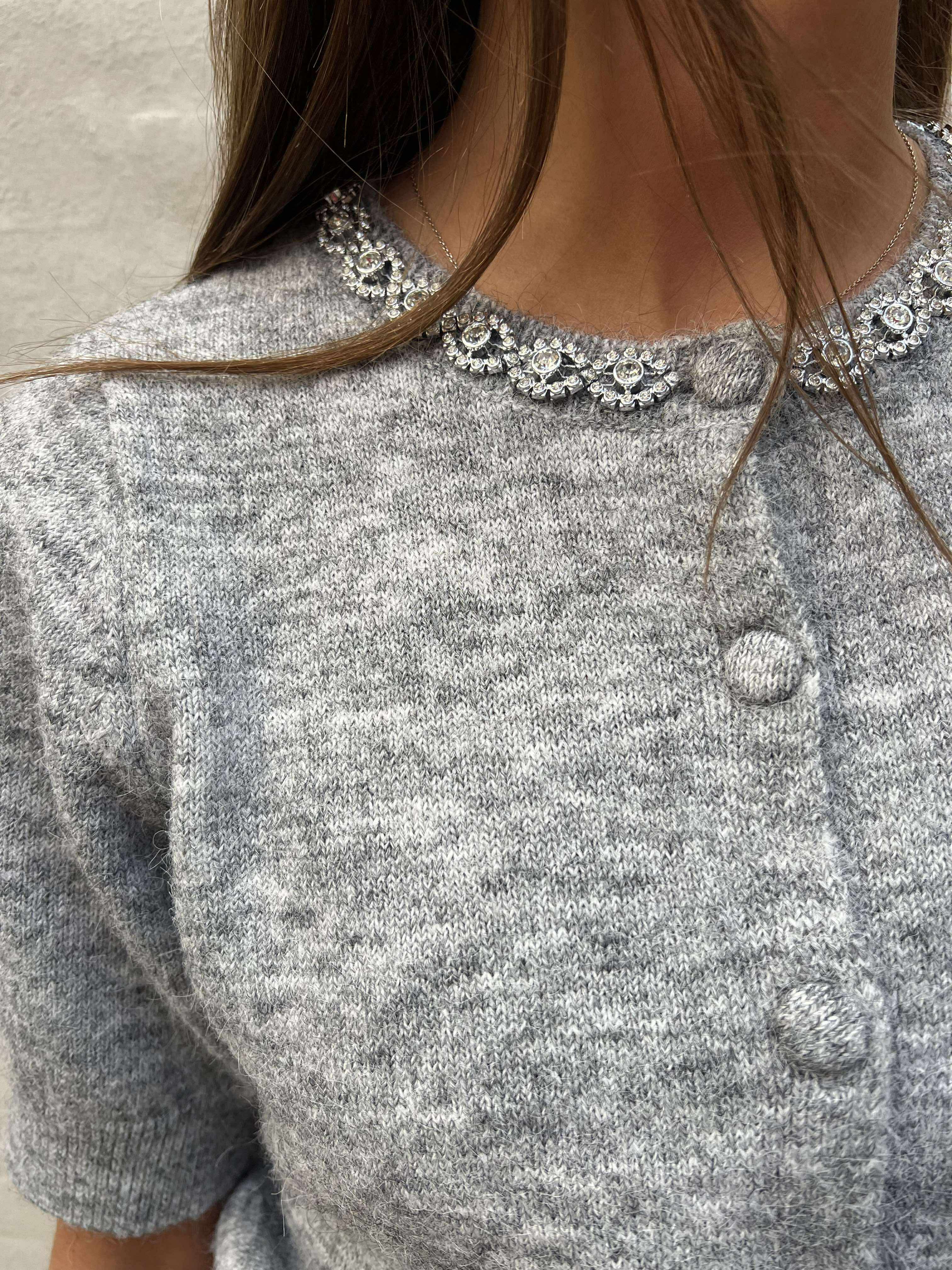 ALVA LIFE EMBEL CARDIGAN - Medium Grey Melange/SILVER