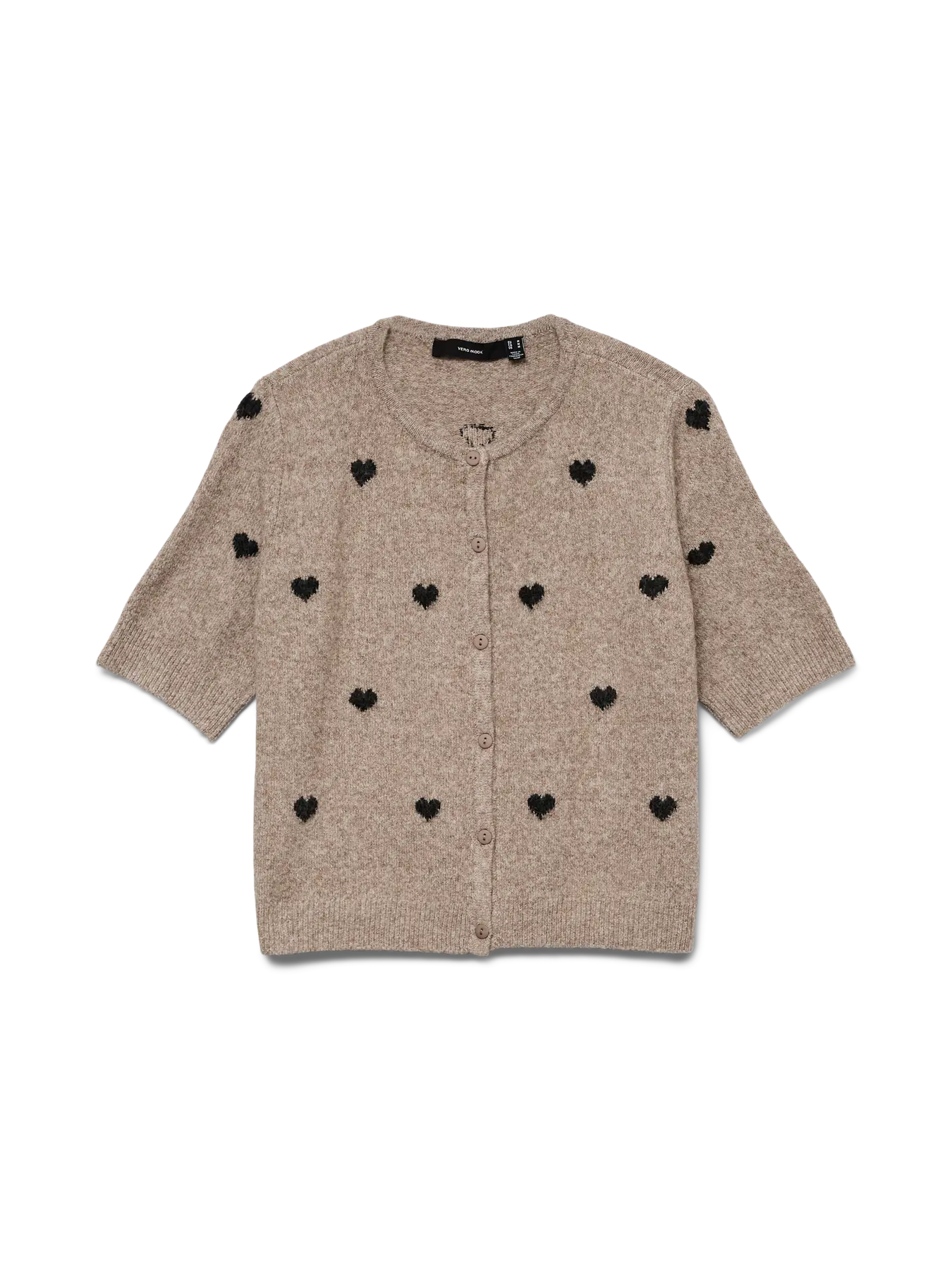 DOFFY 2/4 O-NECK CARDIGAN - Moon rock/black