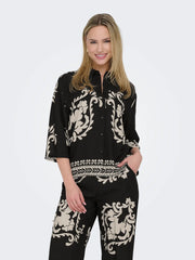 MAGGIE LIFE LOOSE 3/4 SHIRT - Black SANDSHELL