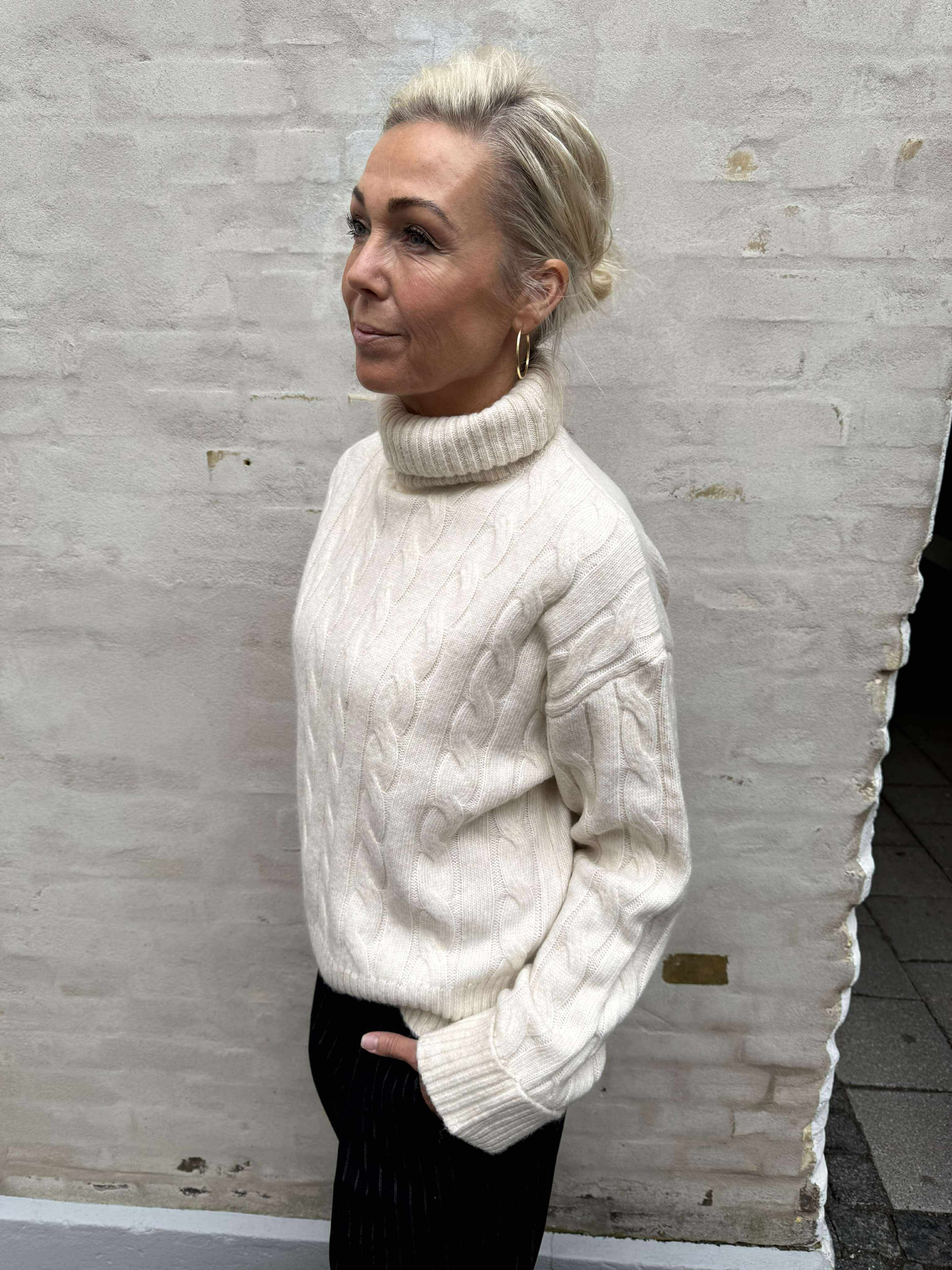 MAY HIGH ROLL NECK KNIT - Birch melange birch