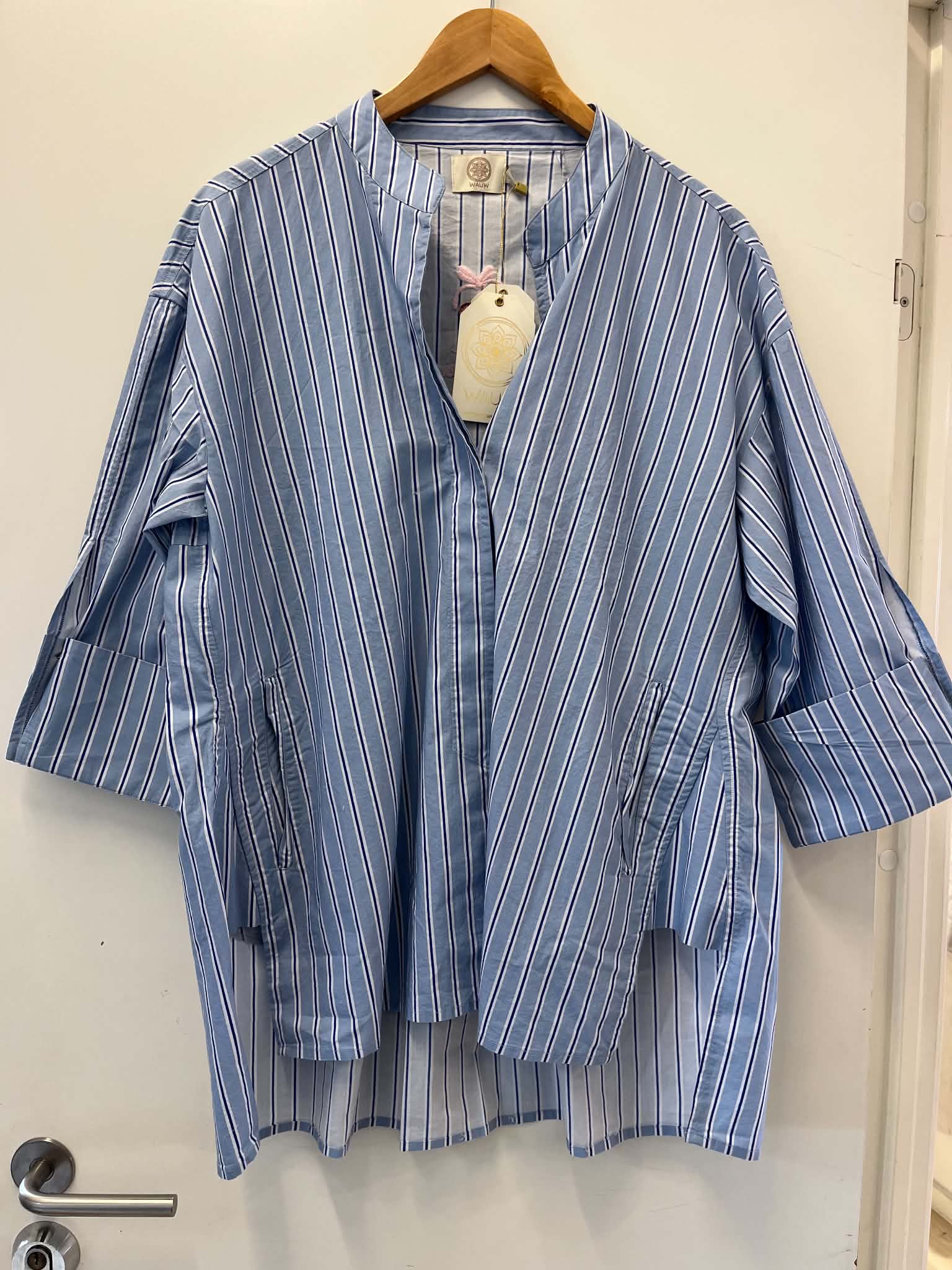 Luna Cherry Shirt - Light Blue Stripe
